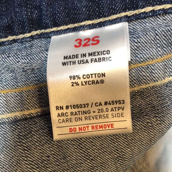 Artist 32x28 Mid Rise bootcut fire resistant denim blue work jeans EUC - Picture 5 of 7
